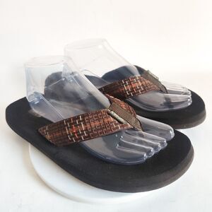 Teva Flip Flops Mens Brown 9 Plaid Mush II Original Sandal Lightweight Quick Dry